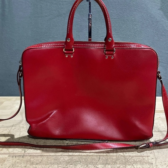 Kate Spade Cherry Red leather Padded Laptop Bag Tote - Picture 5 of 9
